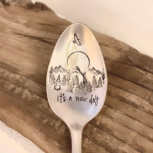 It’s a new day stamped spoon|nature stamp|sunrise|coffee spoon|personal development|personalized gift|best friend gift|daily affirmations