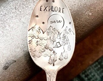 EXPLORE MORE TEASPOON. Stamped spoon|vintage spoon|fathers day|gift for dad|coffee spoon|tablespoon| vintage |camping spoon|copper flatware