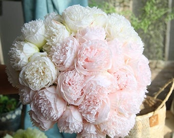 2 or 10 5 Head Peony Silk Flowers l Artificial Bridal Bouquet Home