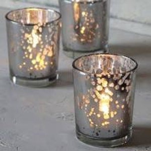 Gold & Silver Speckle Votive Tea Lights Candle Holder Set 6/12PCS