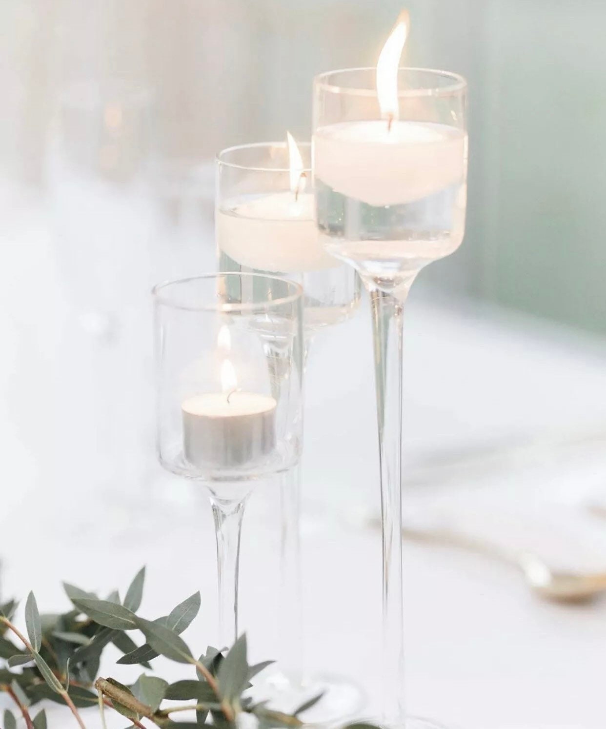 Tall Glass Candle Holder Set of 3 Etsy UK