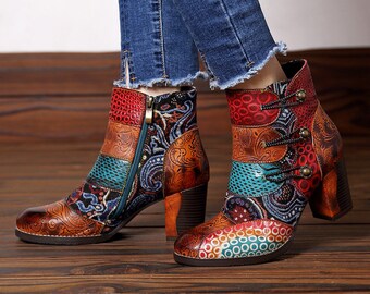embroidered leather boots