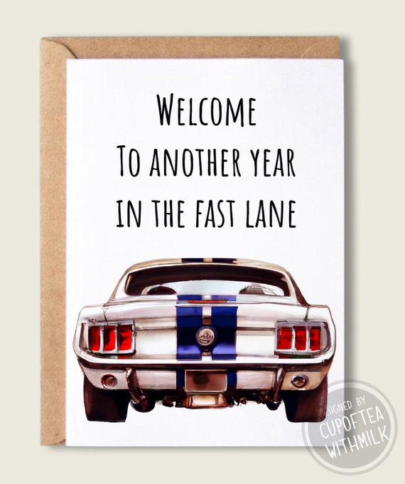 Classic Mustang Inspired in the Fast Lane Happy Birthday - Etsy