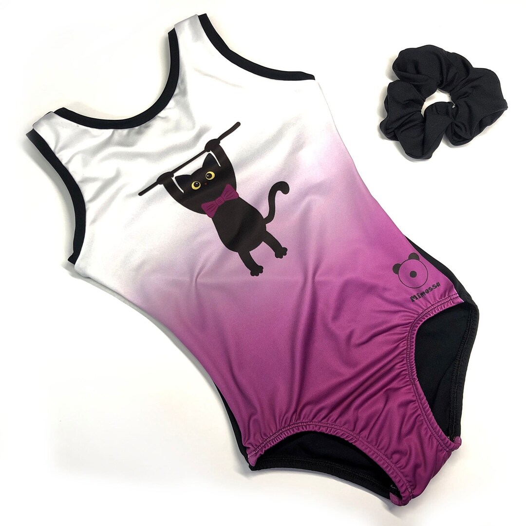 Sublimated Gymnastics Cat Leotard Girls Size 4 to 13 and Women US 4 14 ...