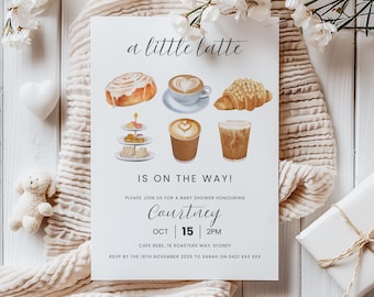 Kaffee-Babyparty-Einladung, ein Baby braut Babyparty-Einladung, Babyparty-Einladung geschlechtsneutral bearbeitbare Canva-Vorlage