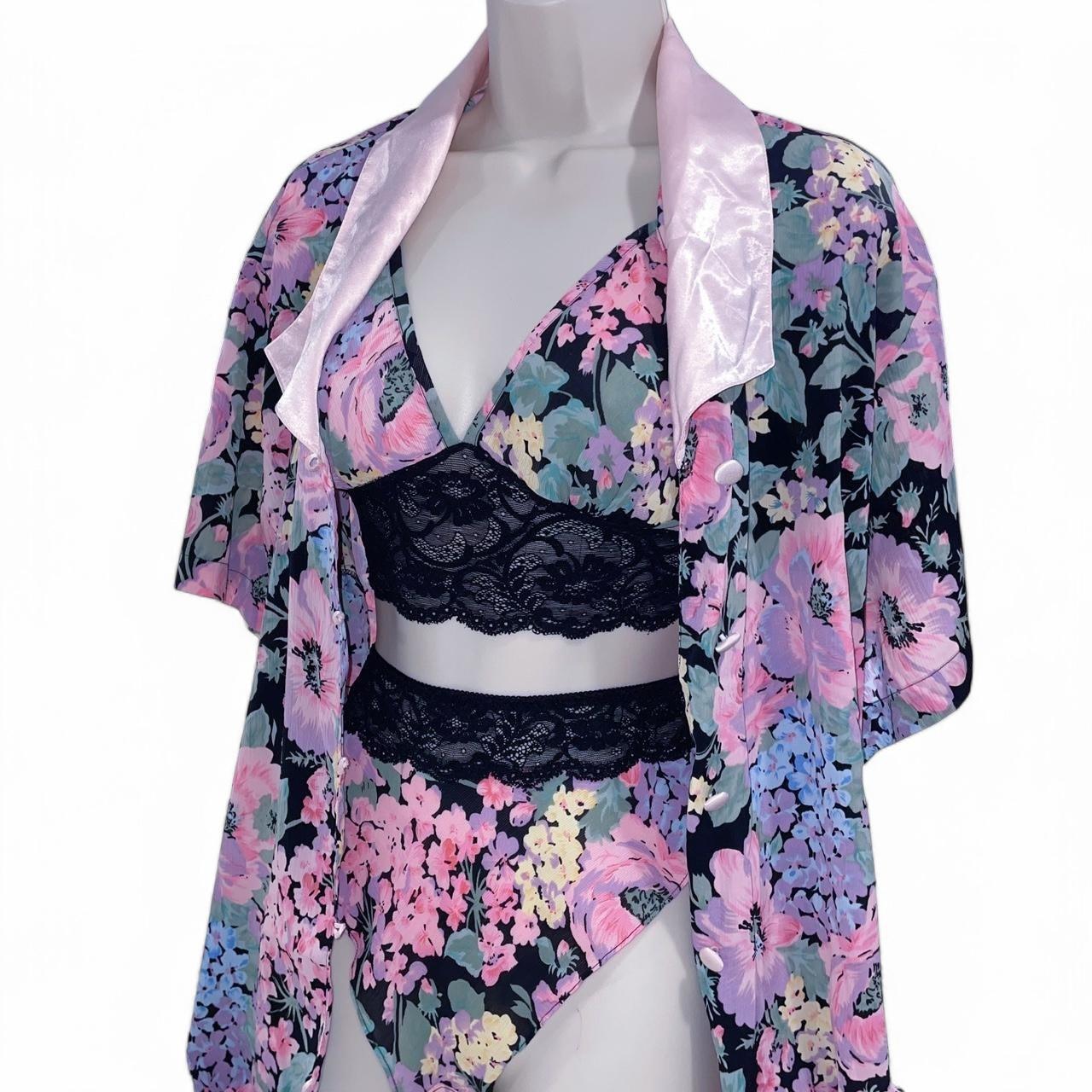 VICTORIA’S SECRET Vintage Gold Label Black Floral Bralette Lingerie Set Size S/M