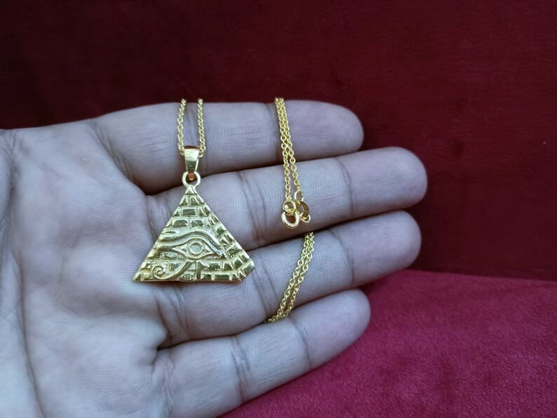 Wonders of the World 18 K Gold Filled sterling silver Giza Pyramid Necklace Sterling Silver Pyramid Pendant Gold Khufu Pyramid Jewelry