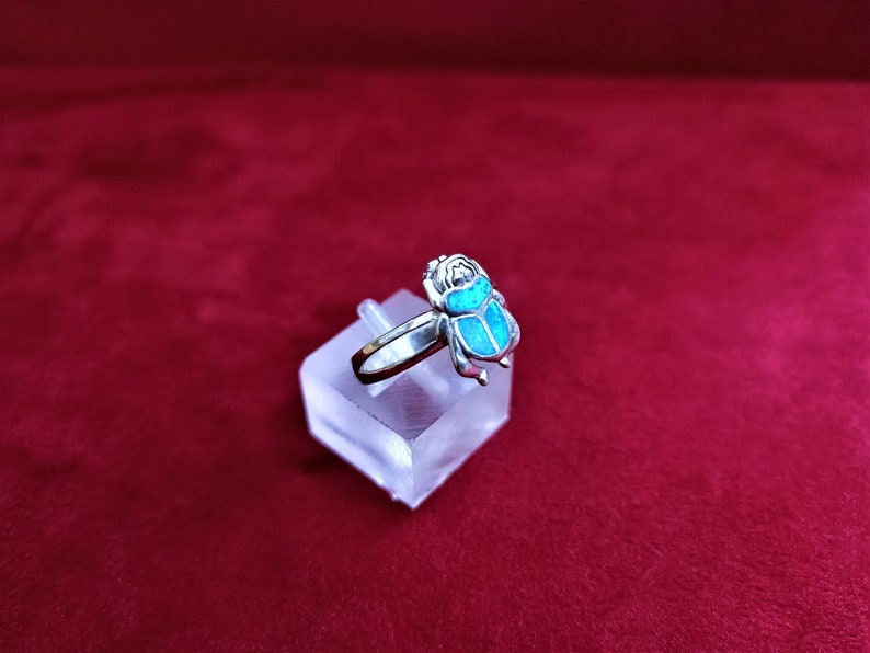 Sterling Silver Opal Ring Opal Scarab Ring Opal Scarab Jewelry