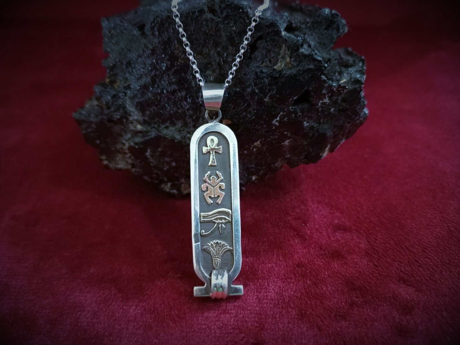 Egyptian Personalized Name Necklace Sterling Silver Oxidized | Etsy