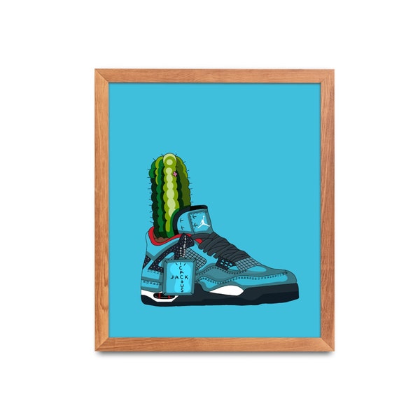 Jordan 4 Cactus Jack Print | Travis Scott Poster. Kaktus Jack, Minimalist Modern Art Print, anpassbar, Basketball Schuh Poster, Rapper Art