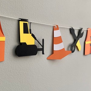Construction Garland| Party Garland| Construction Vest, Tools, BullDozer and Cones.
