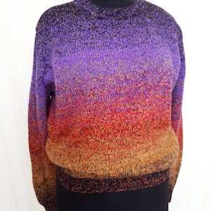 Gradient Sweater, Ombre Knitted Sweater, Hand Knitted Sweater, Wool Sweater, Women&#39;s Sweater, Hand Knitted