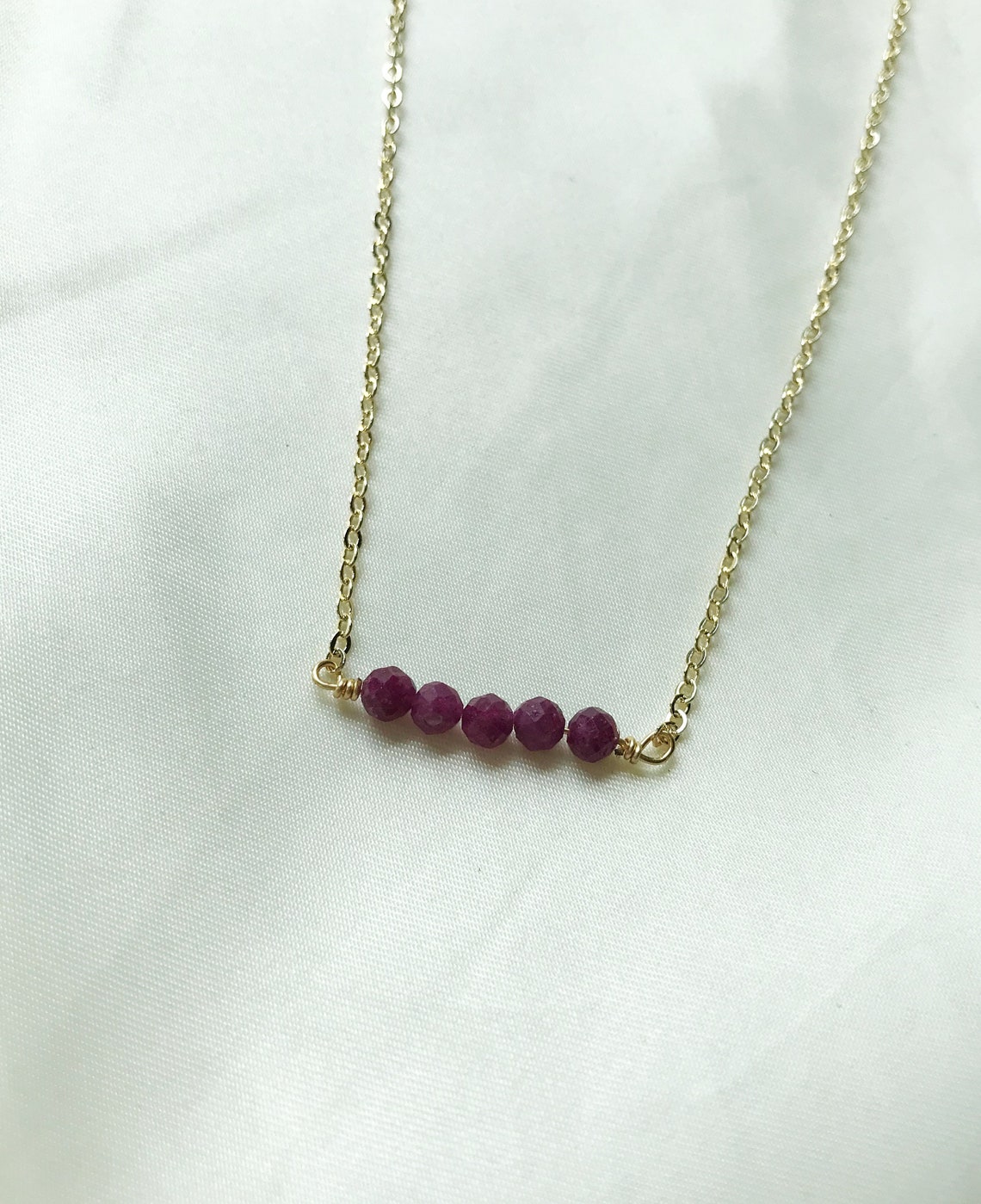 Real Gemstone Bar Necklace Dainty Gemstone Necklace Etsy