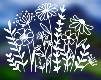 WildFlower Stem Vinyl Decal Sticker, Bo-Ho for Laptop, Cup, Mug, Car, VW Beetle Bug Window, Nature Decal, Floral Sticker gift for her