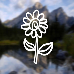 Daisy-Sunflower Flower Stem Vinyl Decal Sticker, for Laptop, Cup, Mug, Car, VW Beetle Bug Window, Nature Decal, Floral Sticker,