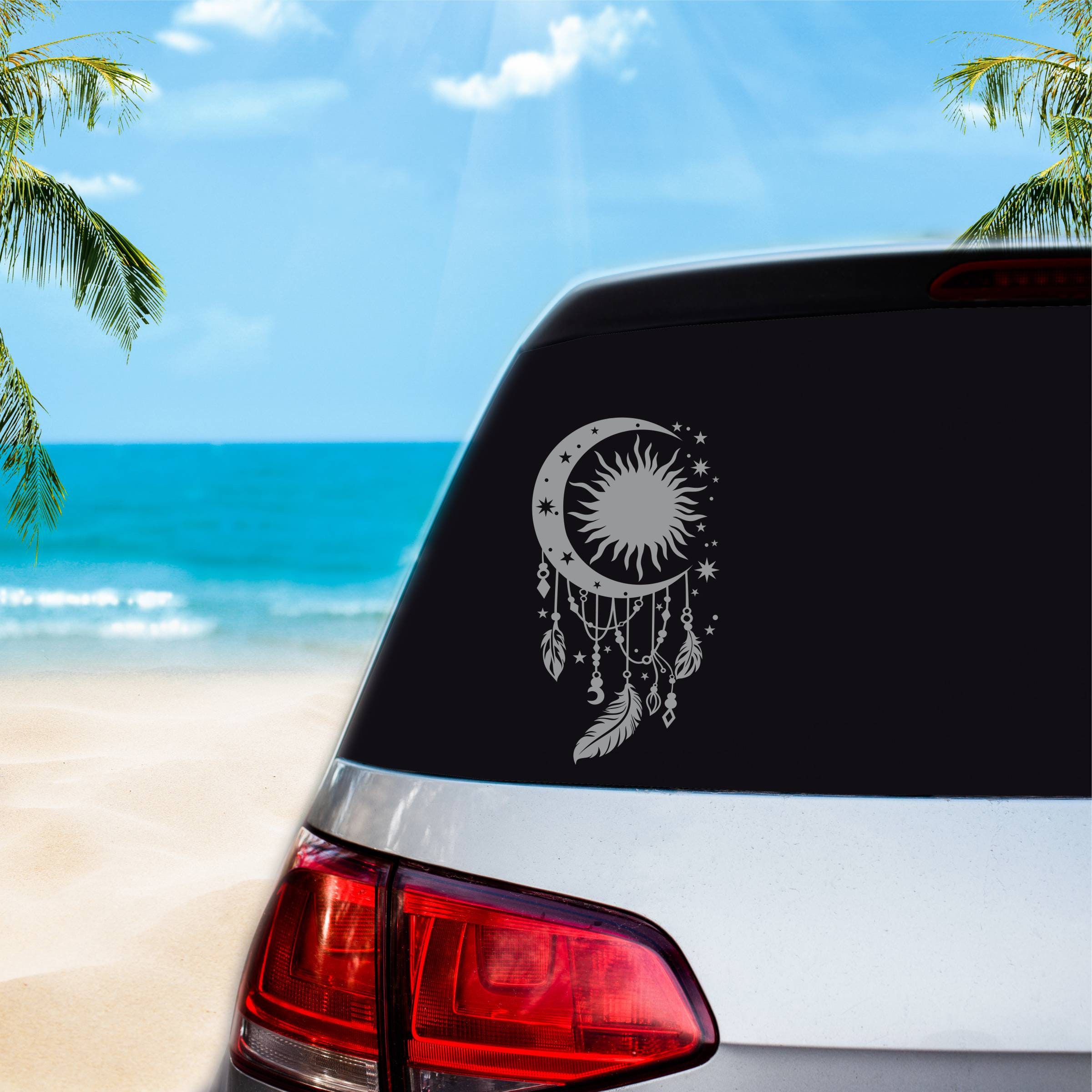 Celestial Feather Moon & Sun Vinyl Decal: Boho Car Laptop Sticker - Etsy