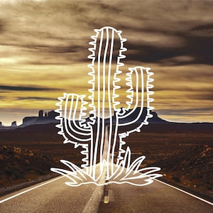 SAGUARO CACTUS Vinyl Decal Sticker, Adventure, Nature, Desert, Arizona, Line Art For Tumbler, Cup, Car, Truck, Laptop, Golf Cart, ATV, UtV
