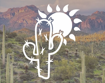 SAGUARO CACTUS SUN Cute Vinyl Decal Sticker, Adventure Decal, Desert Lover Decal, Tumbler Cup Decal, Laptop Decal, Vinyl Sticker, Car Decal