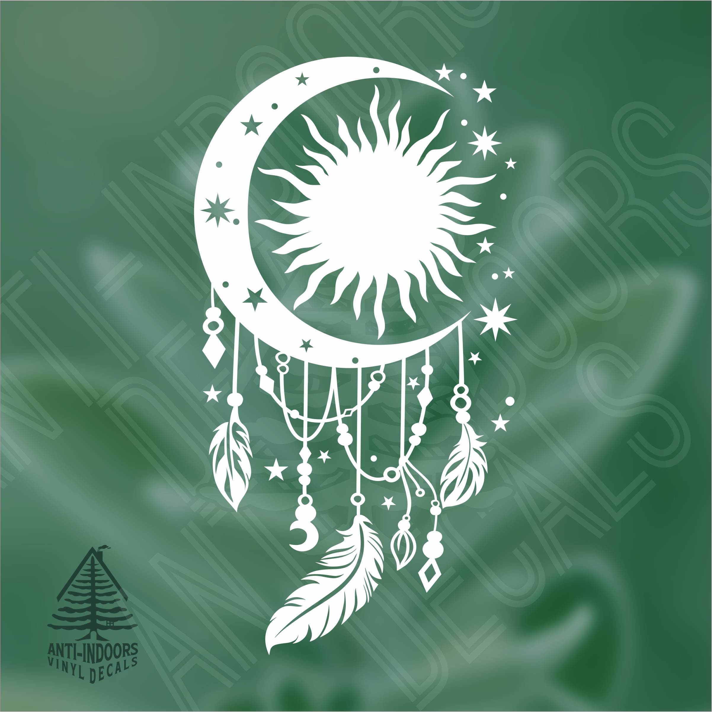 Celestial Feather Moon & Sun Vinyl Decal: Boho Car Laptop Sticker - Etsy