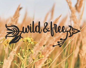 Wild and Free Arrow Vinyl Decal: Boho Feather Car Laptop Sticker, Customizable