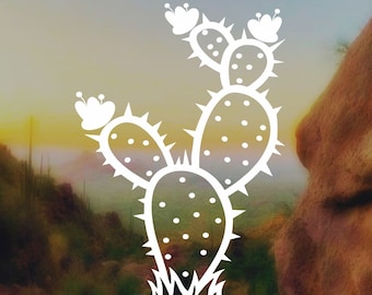 Prickly Pear Cactus Vinyl Decal: Desert Nature Sticker