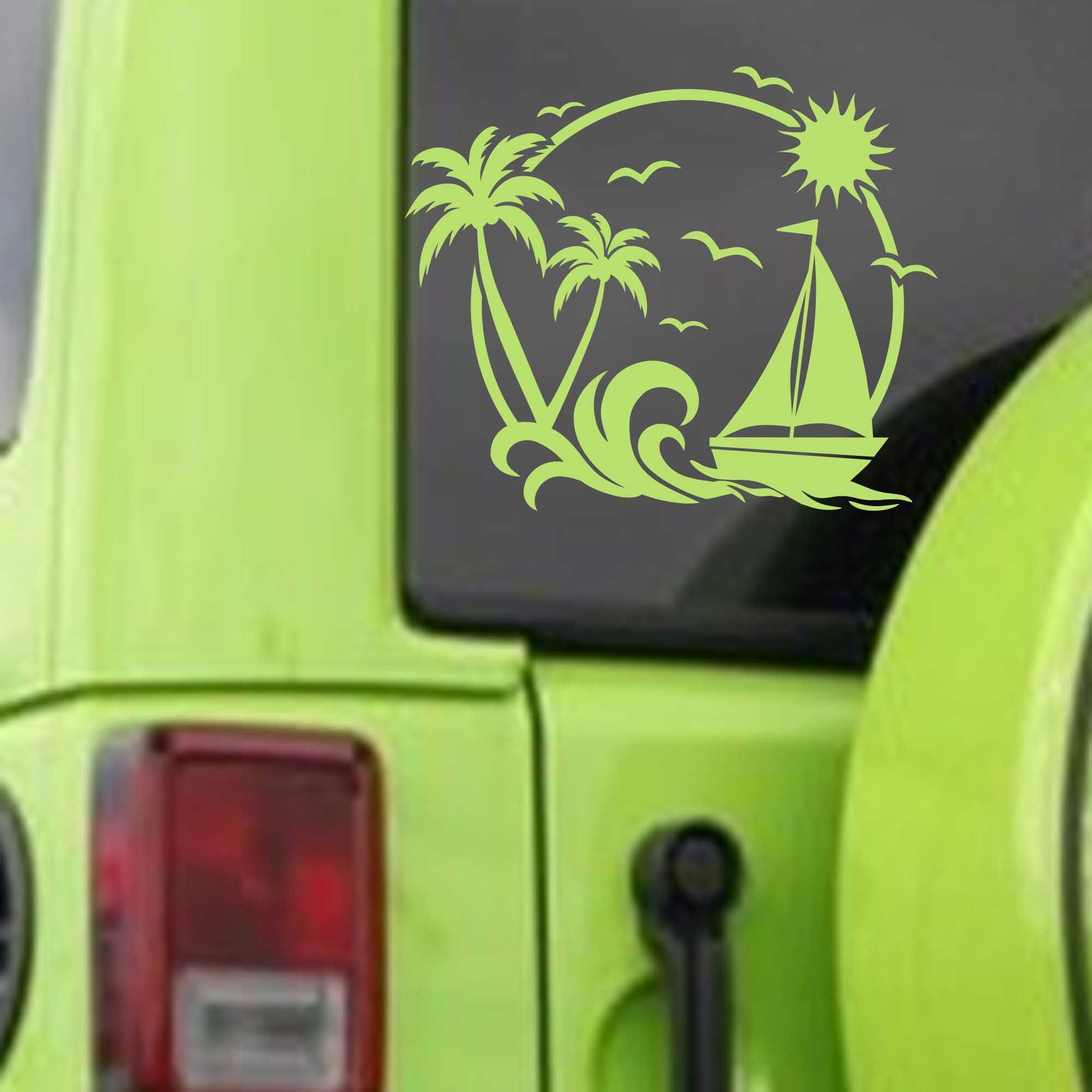 PALM BEACH SAILBOAT Vinyl Decal Sticker Nature Decal Beach Etsy
