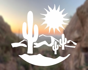 Desert Sunset Vinyl Decal Sticker: South West Saguaro Cactus Landscape, for Car, Laptop, Adventure Decal