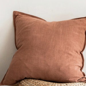 Solid Washed Cotton Linen 18in x18in Square Decorative Throw Pillow Cushion Cover for Couch or any room, Cover Only