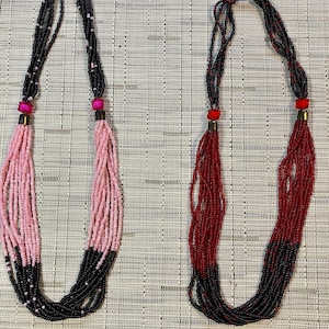 Maasai jewelry: beaded assorted necklaces made by Tanzanian craftswoman