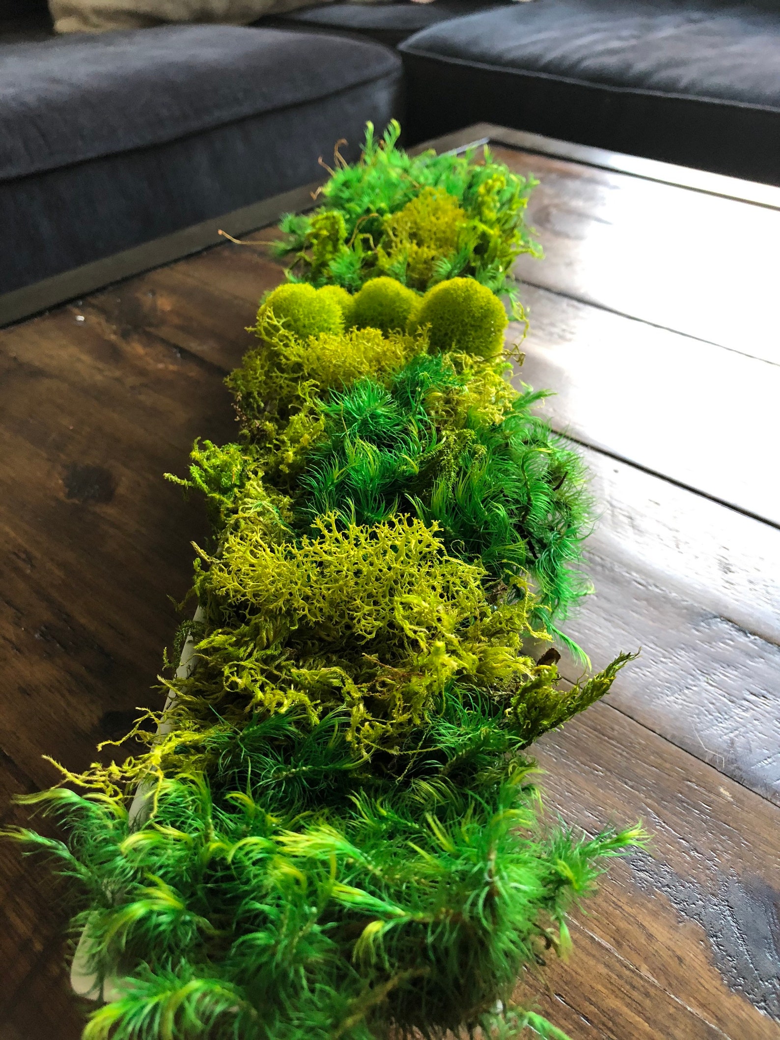 Mixed Moss Table Centerpiece in Modern White 15 long Ceramic Etsy