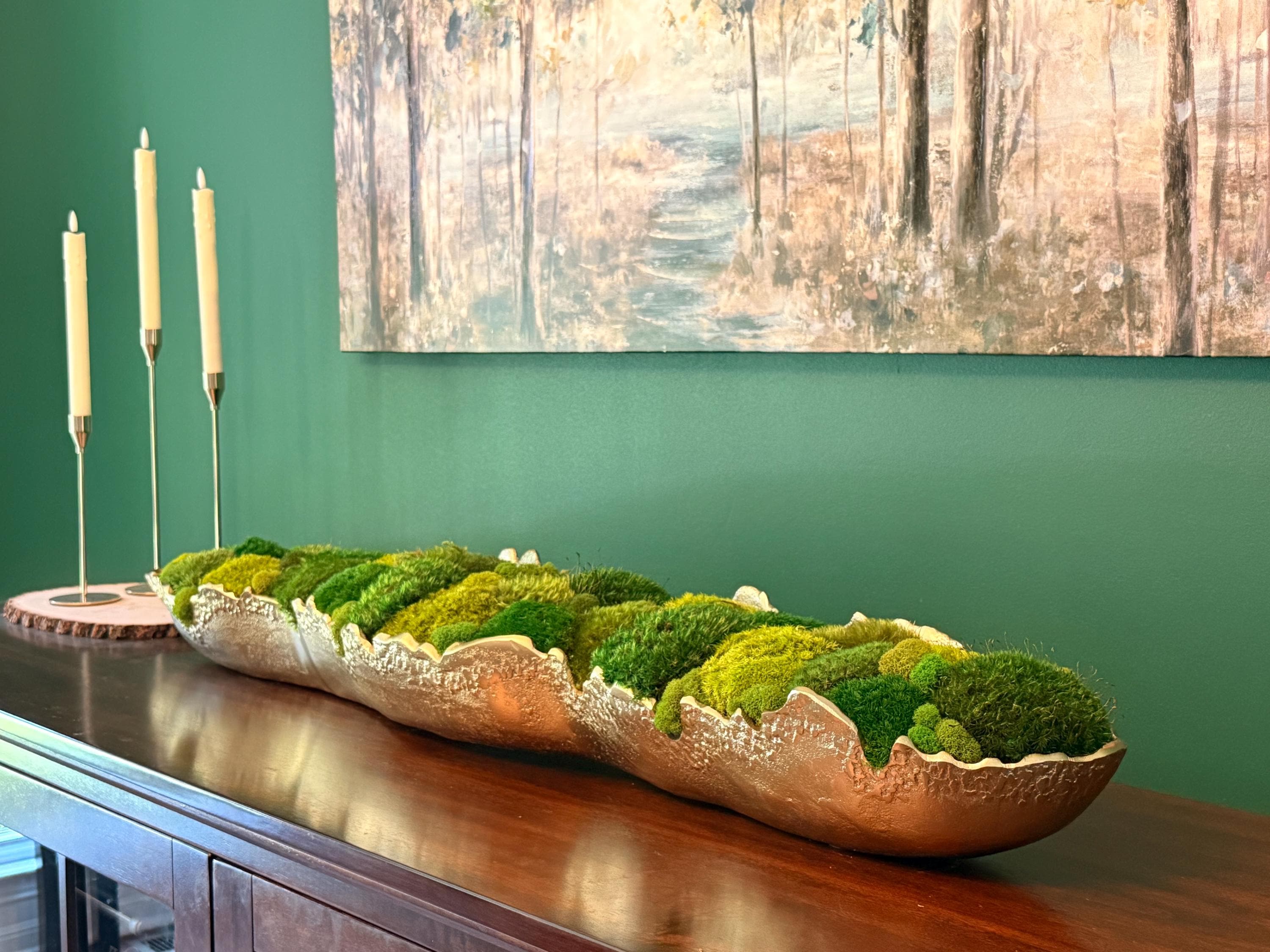Preserved Moss Centerpiece in Metal Tray