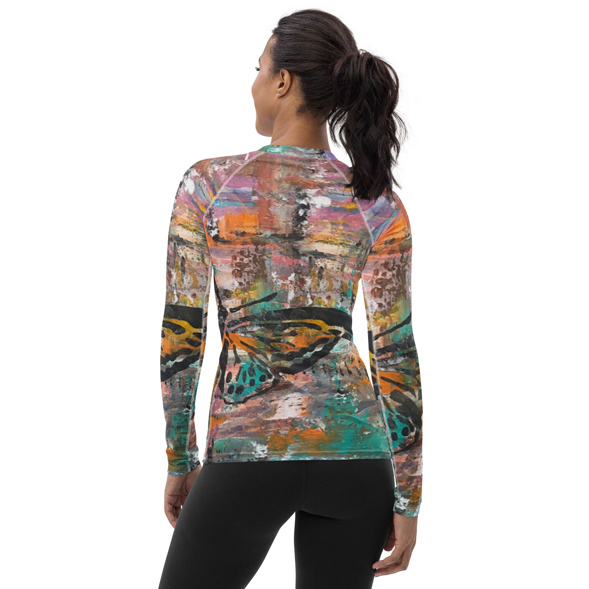 Butterfly Art Women's Rash Guard, Original Abstract Art Print by Lisa ...