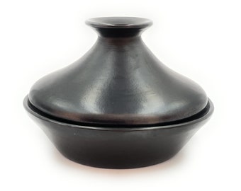 Clay Tagine for Cooking Tajin Tayin Unglazed Diameter 10" Aprox Hight 8"  Black Clay 100% Handmade in La Chamba Colombia Serving Pot