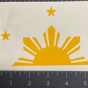 Philippine flag rising sun window sticker decal in yellow