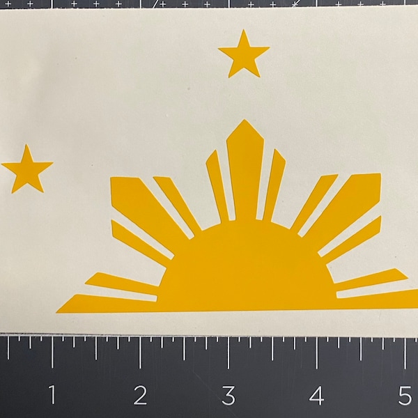 Philippine flag rising sun window sticker decal in yellow