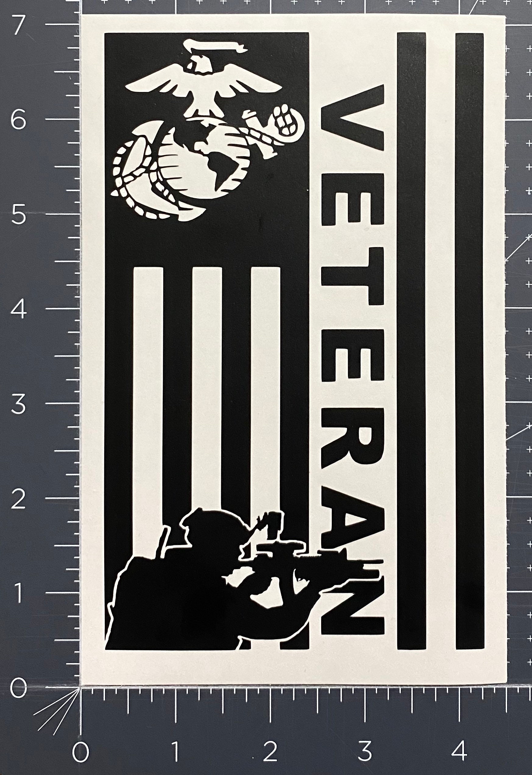 United States Marine Vet American Flag Decal Etsy