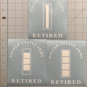 US Army Warrant Officer Retired (CW3, CW4, CW5) in matte white.