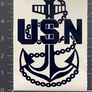Anchors Away!!!   US Navy anchor vinyl sticker decal shown in deep sea blue. Laptop, window, bumper.