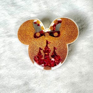 Red and gold Cartoon mouse head  acrylic Shaker Clips/hairclips/hair accessories/ girl’s hair accessories