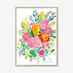 オーストラリア原産の花のプリント、花束アート、オーストラリアのアート、花束アート、花束プリント、花のアートプリント