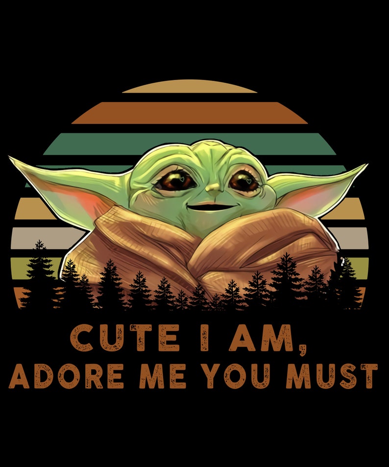 Baby Yoda Vintage look Cute I am PNG Etsy