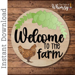 Layered Welcome to the Farm with Hen SVG File - Cut Files for Laser Cutters - Chicken SVG Cut File