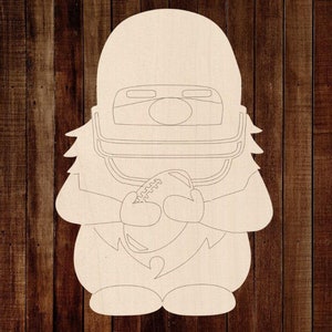 Gnome with Football, Unfinished Wood Shape, Ready to Paint, Great for Paint Parties and Wreath and Sign Attachments