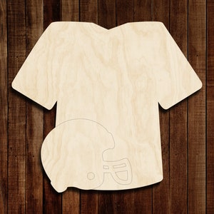 Football Helmet With Jersey Wood Blank, Unfinished Wood Shape, Ready to Paint, Paint Parties and Wreath and Sign Attachments, Wood Cutout