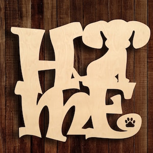Home with Dog Shape - Wood Door Hanger Blank - Paint Parties or DIY Painting Ready to Paint Wood Shape, Great for Dog Lover