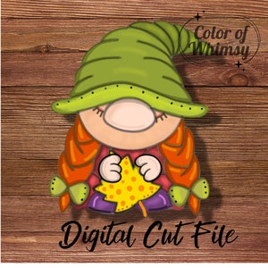 Layered Girl Gnome With Leaf Door Hanger SVG Digital File  - Laser Cut File - Cut File - Glowforge SVG