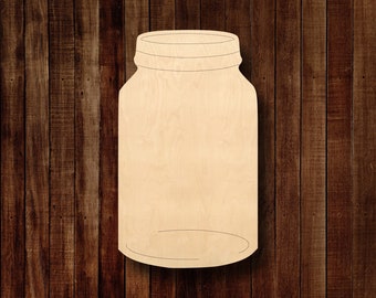 Mason Jar Unfinished Wood Shape, Ready to Paint Door Hanger, With or Without Etch Lines, Great for Wreath or Sign Attachments