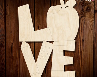 Love School Door Hanger Blank, Wood Cutouts for Teacher, Unfinished Wood Shape, Paint Party, Wreath or Sign Attachments