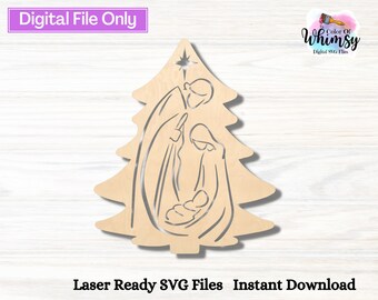 Nativity Scene SVG, Christmas Ornament Files for Laser, Digital File