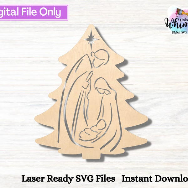 Nativity Scene SVG, Christmas Ornament Files for Laser, Digital File